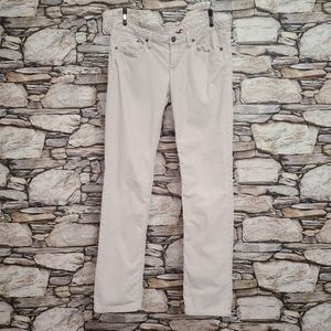 Hollister Womens Khaki Corduroy Jeans Solid Light Beige Embroidered Pockets Logo